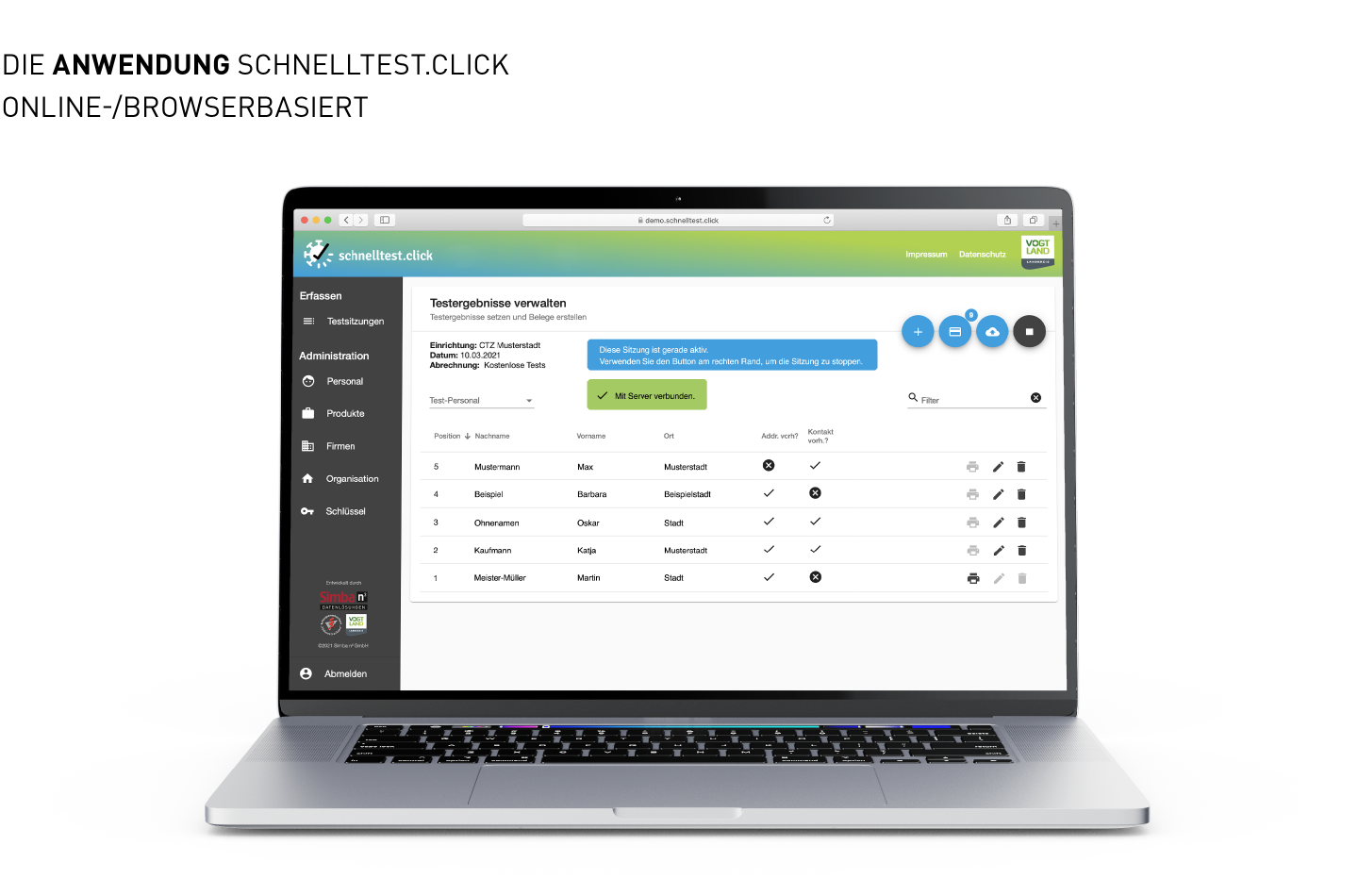 Simba n3 schnelltest click Anwendung